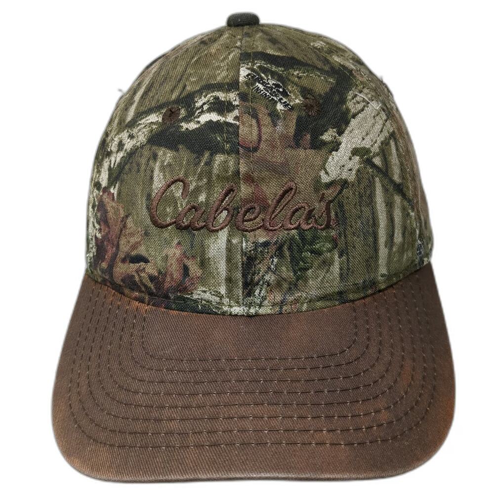 Cabela's Baseball Cap Green Brown Camo One Size Strapback Embroidered Hat